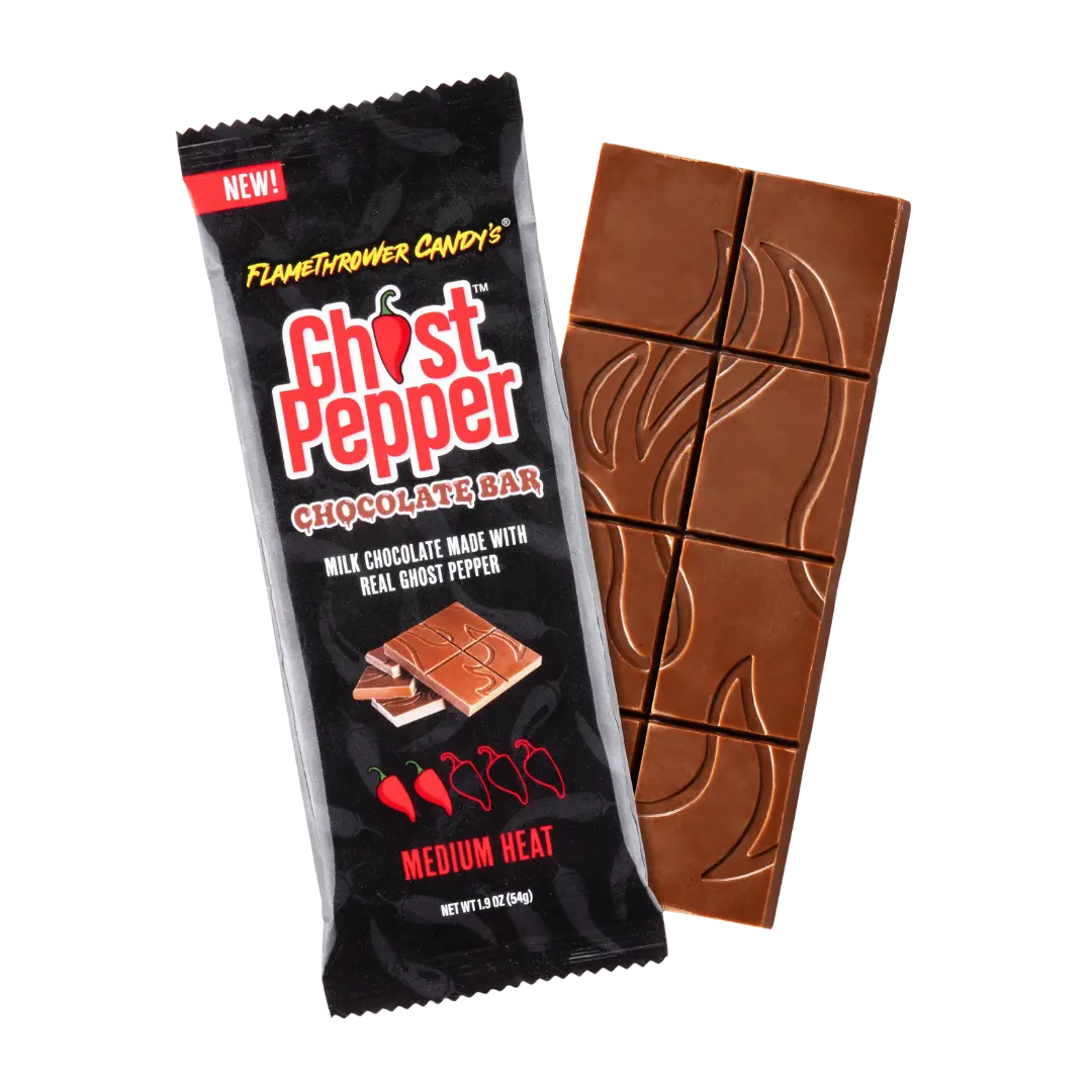 Flamethrower Candy | Ghost Pepper Chocolat Bar Shack Ă Sauce