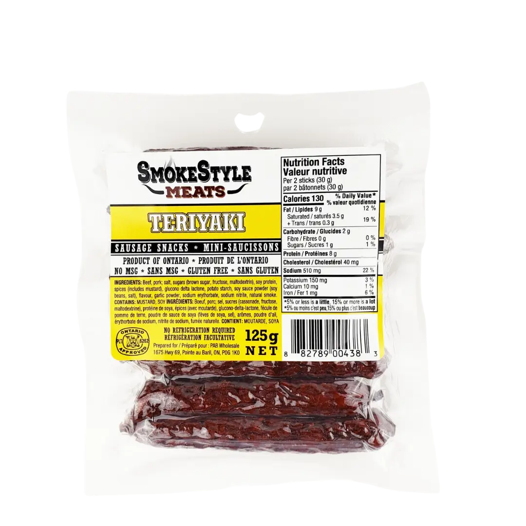 SmokeStyle Meats - PAB | Teriyaki - Paquet de 8 SmokeStyle Meats - PAB